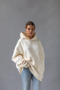 Sweat à Capuche Couleur Crème Élégant